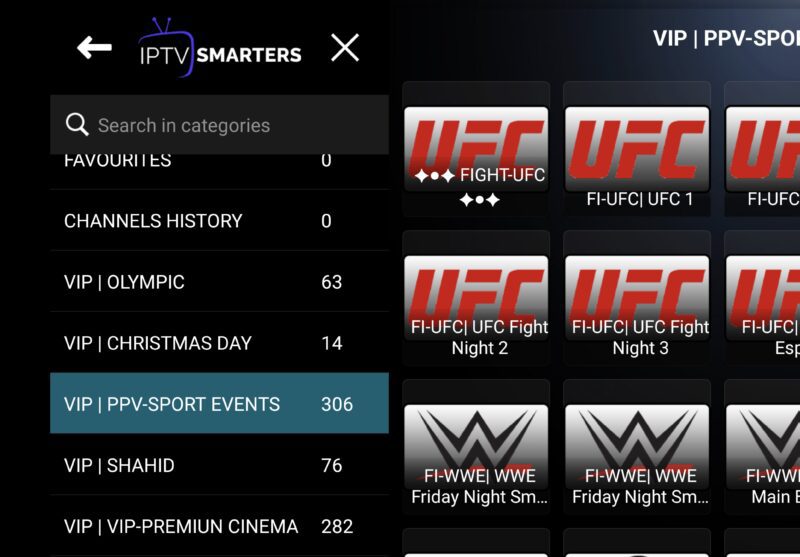 UFC Paid Channels